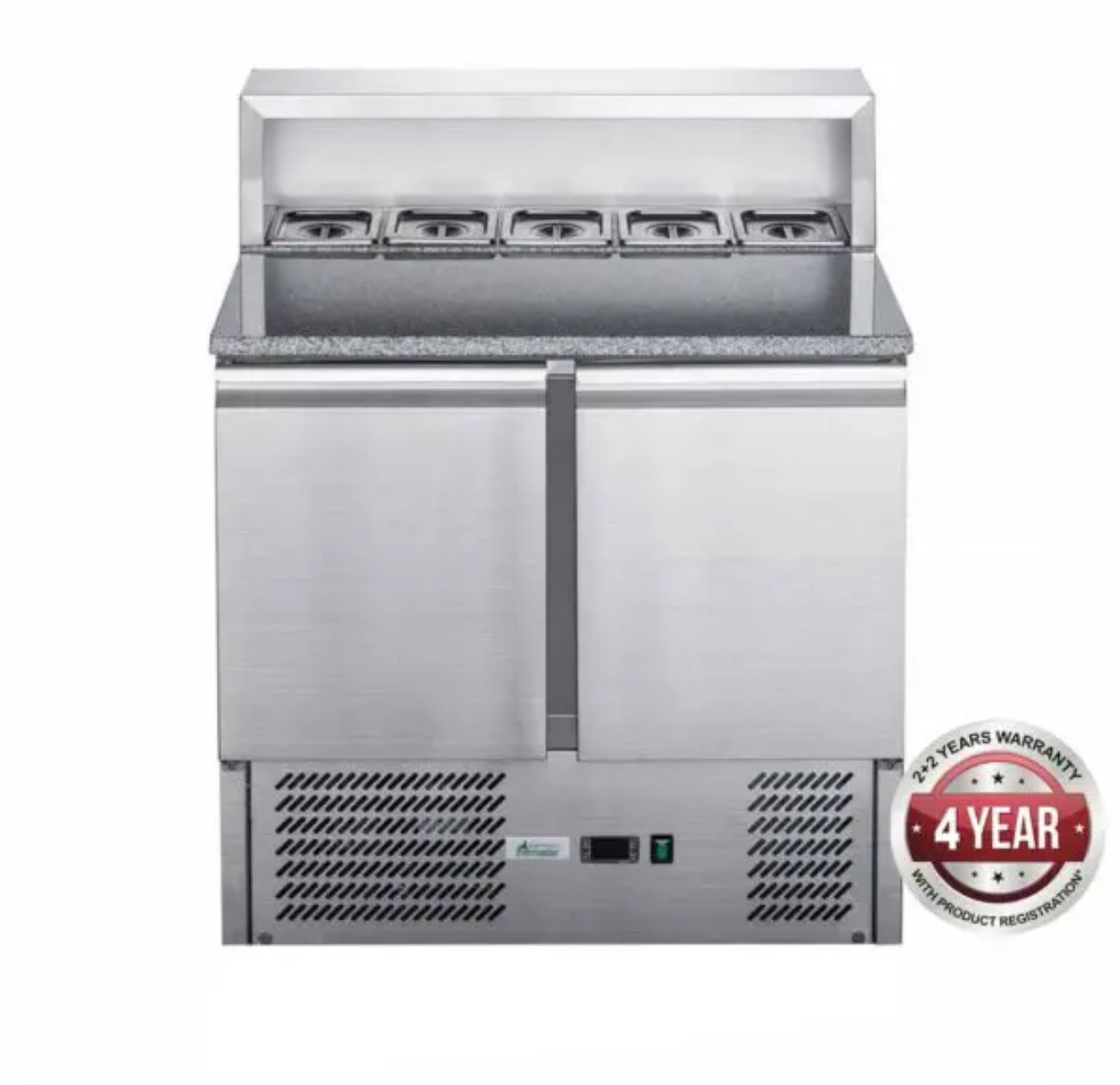 FED-X Two Door Salad Prep Fridge with Marble Top