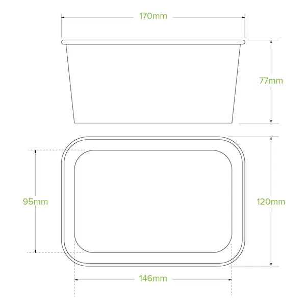 1,000ml Kraft BioBoard Takeaway Base
