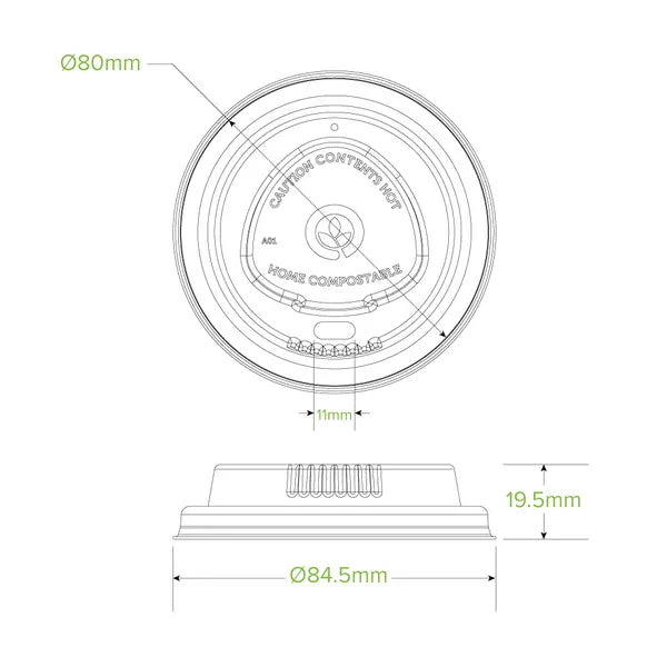 80mm Small Natural Plant Fibre BioCup Lid