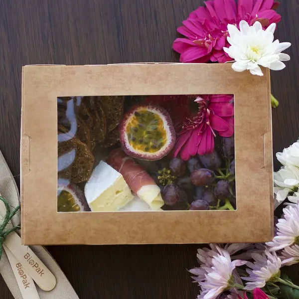 Small BioBoard Lunch Box With Window - Cafe Supply