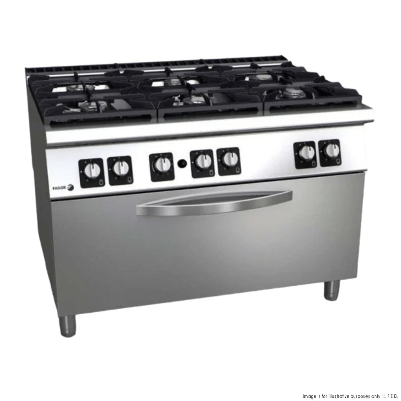 Fagor 900 Series Gas 6 Burner with Gas Oven – C-G961OPH - Cafe Supply