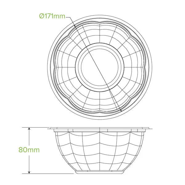 1,080ml / 32oz Clear Salad BioBowl - Cafe Supply