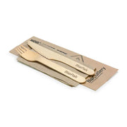 16cm Wood Knife, Fork & Napkin Set - Cafe Supply