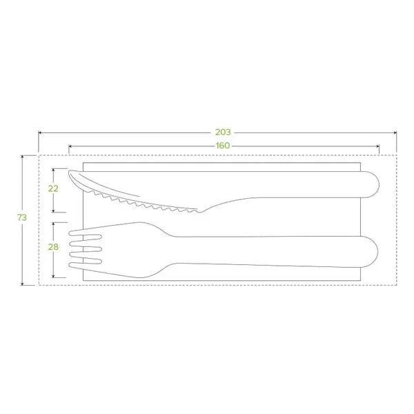 16cm Wood Knife, Fork & Napkin Set - Cafe Supply