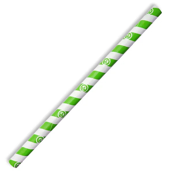 10mm Jumbo Green Stripe BioStraw - Cafe Supply