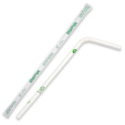 6mm Individually Wrapped White Bendy Straw - Cafe Supply