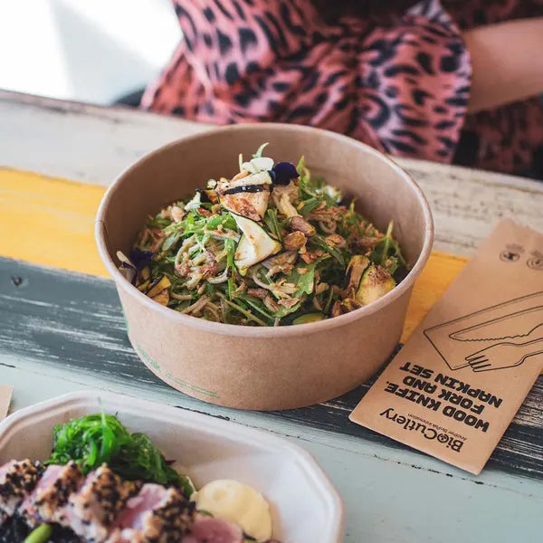 1,300ml Extra Large Kraft BioBowl - Cafe Supply