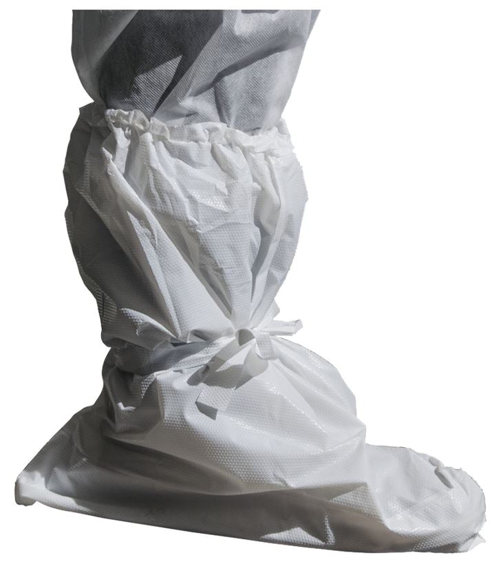 Laminated CPE Boot Covers - White, 510mm (125) *Double Sole* Per Box - Cafe Supply