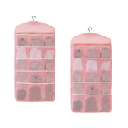 SOGA 2X Pink Double Sided Hanging Storage Bag Underwear Bra Socks Mesh Pocket Hanger Home Organiser