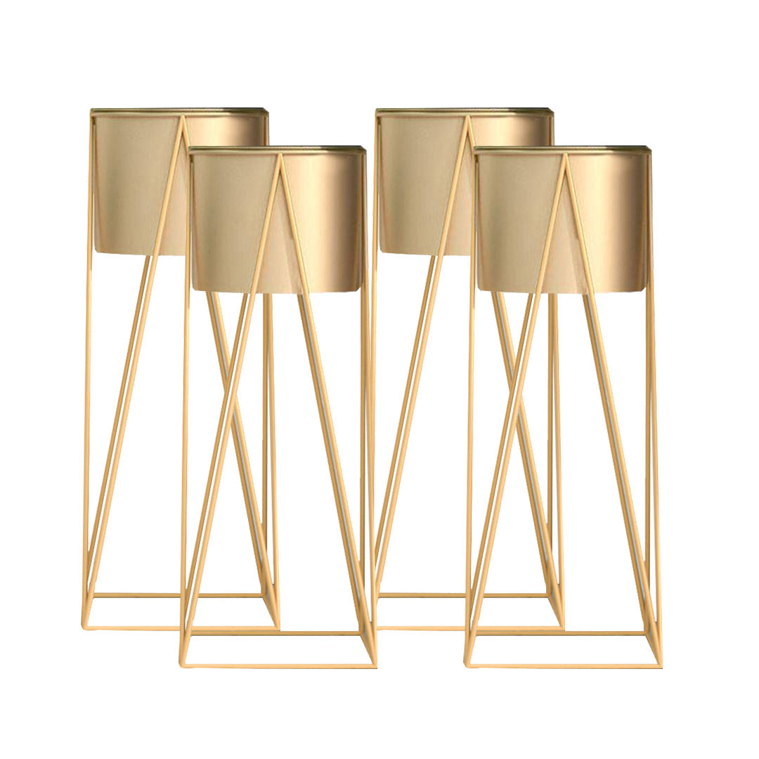 SOGA 4X 70cm Gold Metal Plant Stand with Gold Flower Pot Holder Corner Shelving Rack Indoor Display