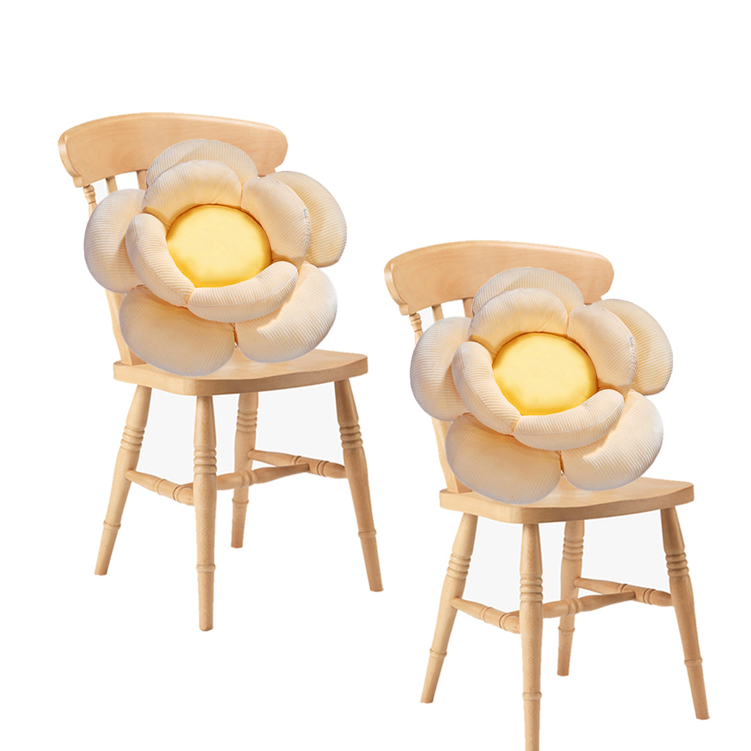 SOGA 2X Beige Double Flower Shape Cushion Soft Bedside Floor Plush Pillow Home Decor