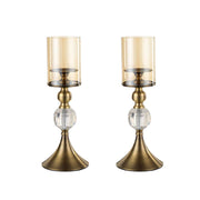 SOGA 2X 38cm Glass Candle Holder Candle Stand Glass/Metal