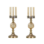 SOGA 2X 42cm Glass Candle Holder Candle Stand Glass/Metal