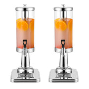 SOGA 2X Single 3L Silver Stainless Steel Beverage Dispenser Ice Cylinder Clear Juicer Hot Cold Water Jug