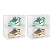 SOGA 2X 2 Tier Transparent Portable Shoe Organiser Sneaker Footwear Folding Plastic Bin Stackable Storage Box with Magnetic Door