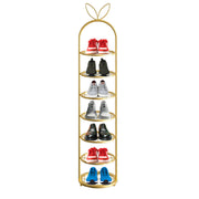SOGA 7 Tier Bunny Ears Shape Gold Plated Metal Shoe Organizer Space Saving Portable Footwear Storage Shelf