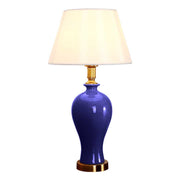 SOGA Blue Ceramic Oval Table Lamp with Gold Metal Base