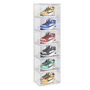 SOGA 6 Tier Transparent Portable Shoe Organiser Sneaker Footwear Folding Plastic Bin Stackable Storage Box with Magnetic Door