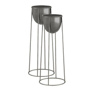 SOGA 2X 50cm Round Wire Metal Flower Pot Stand with Black Flowerpot Holder Rack Display