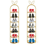 SOGA 2X 7 Tier Bunny Ears Shape  Gold Plated Metal Shoe Organizer Space Saving Portable Footwear Storage Shelf