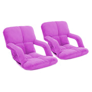 SOGA 2X Foldable Lounge Cushion Adjustable Floor Lazy Recliner Chair with Armrest Purple