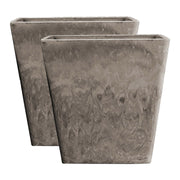 SOGA 2X 27cm Sand Grey Square Resin Plant Flower Pot in Cement Pattern Planter Cachepot for Indoor Home Office