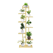 SOGA 8 Tier 9 Pots Gold Metal Plant Stand Flowerpot Display Shelf Rack Indoor Home Office Decor