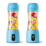 SOGA 2X 380ml Portable Mini USB Rechargeable Handheld Fruit Mixer Juicer Blue