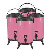 SOGA 4X 8L Stainless Steel Insulated Milk Tea Barrel Hot and Cold Beverage Dispenser Container with Faucet Pink