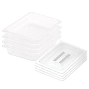 SOGA 65mm Clear Gastronorm GN Pan 1/2 Food Tray Storage Bundle of 4 with Lid