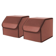 SOGA 2X Leather Car Boot Collapsible Foldable Trunk Cargo Organizer Portable Storage Box Coffee Small