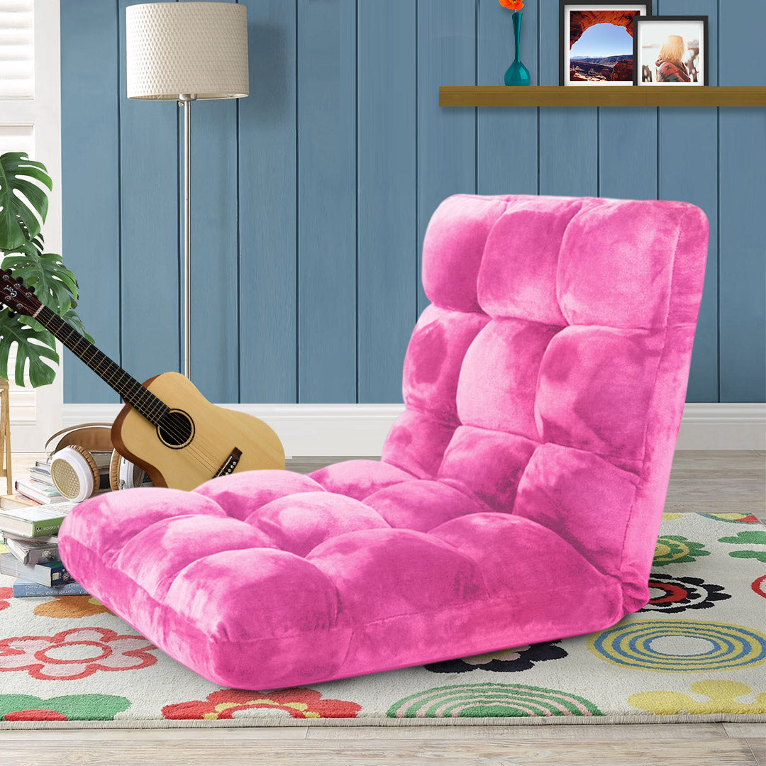 SOGA 4X Floor Recliner Folding Lounge Sofa Futon Couch Folding Chair Cushion Light Pink
