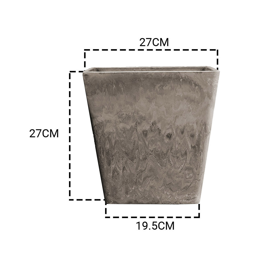 SOGA 2X 27cm Sand Grey Square Resin Plant Flower Pot in Cement Pattern Planter Cachepot for Indoor Home Office