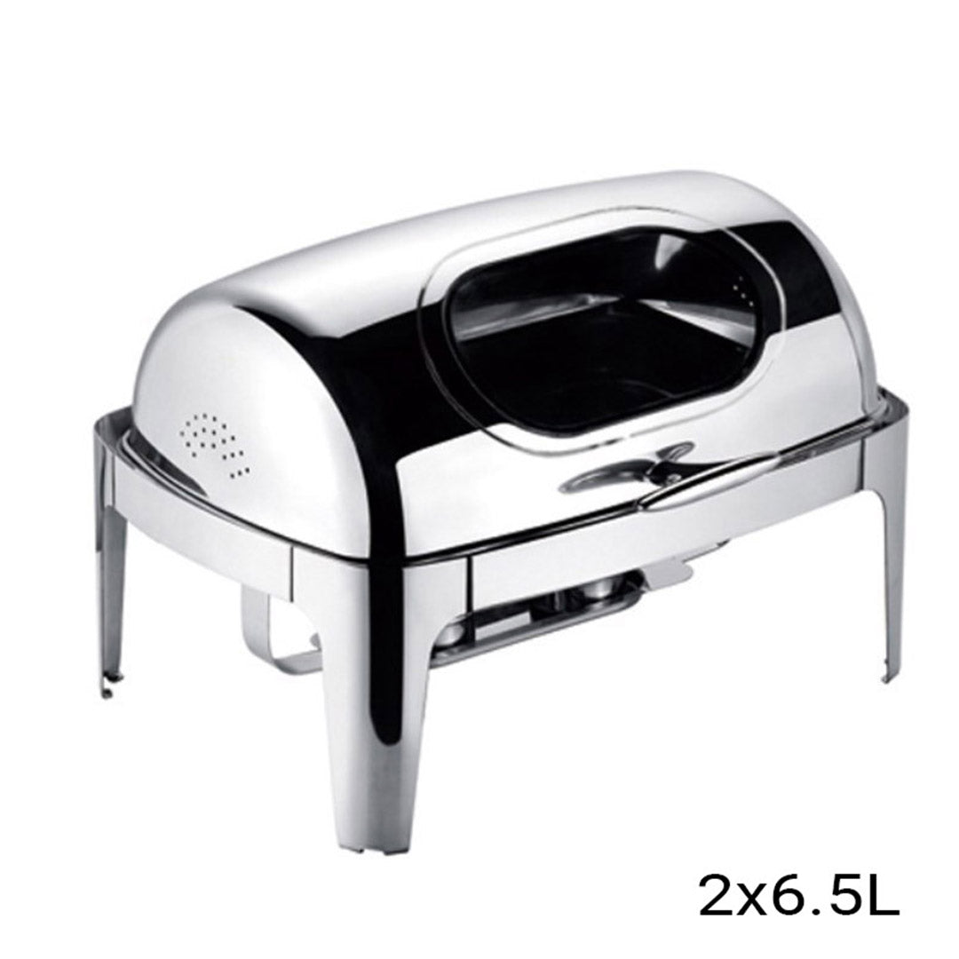 SOGA 2X 6.5L Stainless Steel Double Soup Tureen Bowl Station Roll Top Buffet Chafing Dish Catering Chafer Food Warmer Server