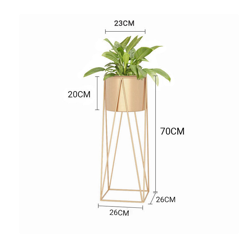 SOGA 2X 70cm Gold Metal Plant Stand with Gold Flower Pot Holder Corner Shelving Rack Indoor Display