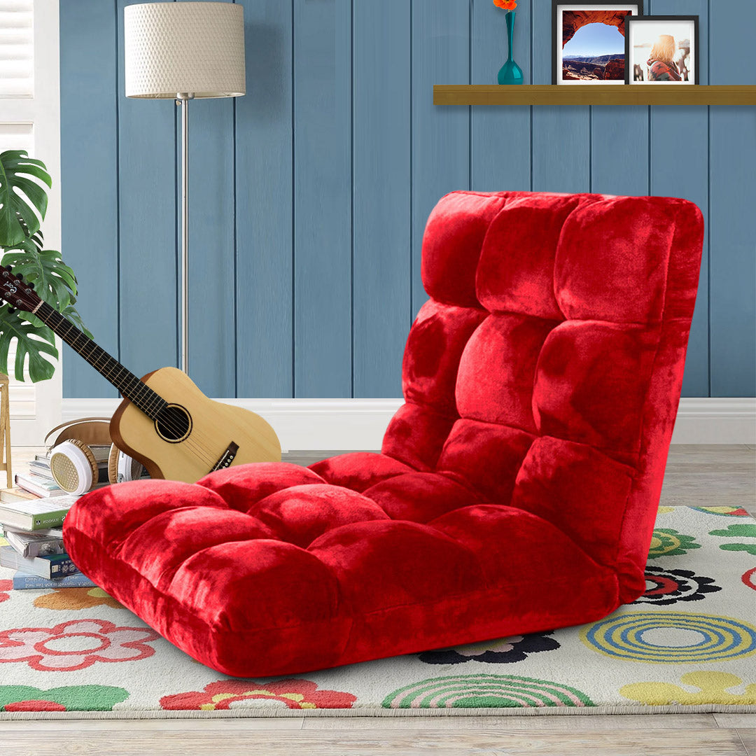 SOGA 4X Floor Recliner Folding Lounge Sofa Futon Couch Folding Chair Cushion Red