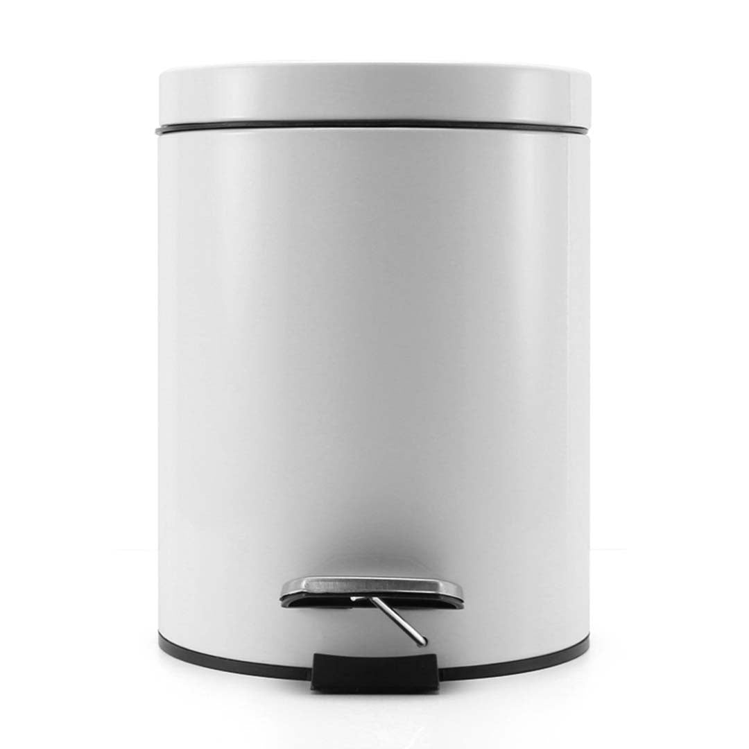 SOGA 4X 12L Foot Pedal Stainless Steel Rubbish Recycling Garbage Waste Trash Bin Round White