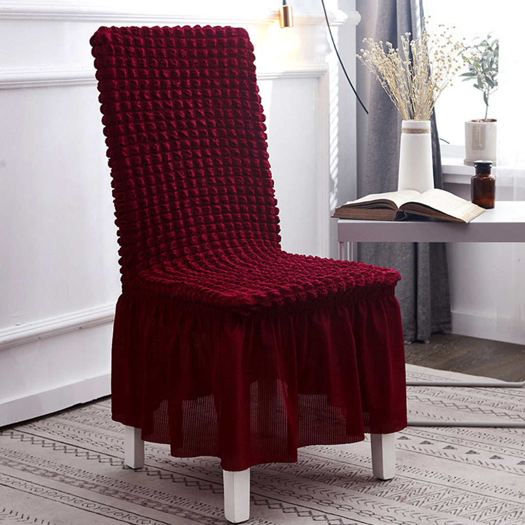 SOGA 2X Burgundy Chair Cover Seat Protector with Ruffle Skirt Stretch Slipcover Wedding Party Home Decor