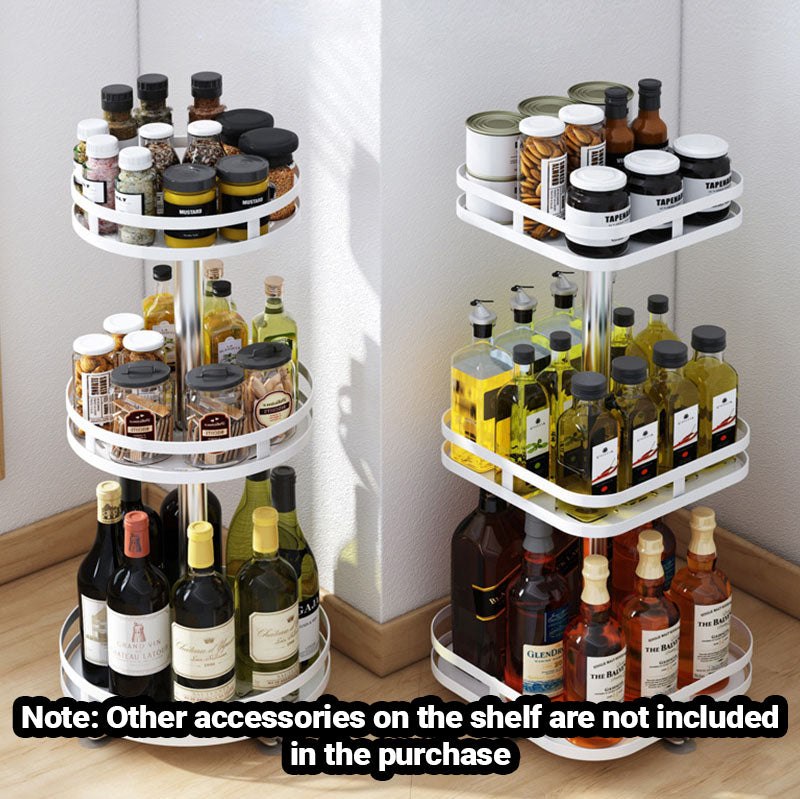 SOGA 3 Tier Steel White Square Rotating Multi-Function Kitchen Portable Storage Spice Seasoning Kitchen Countertop Organiser Shelf