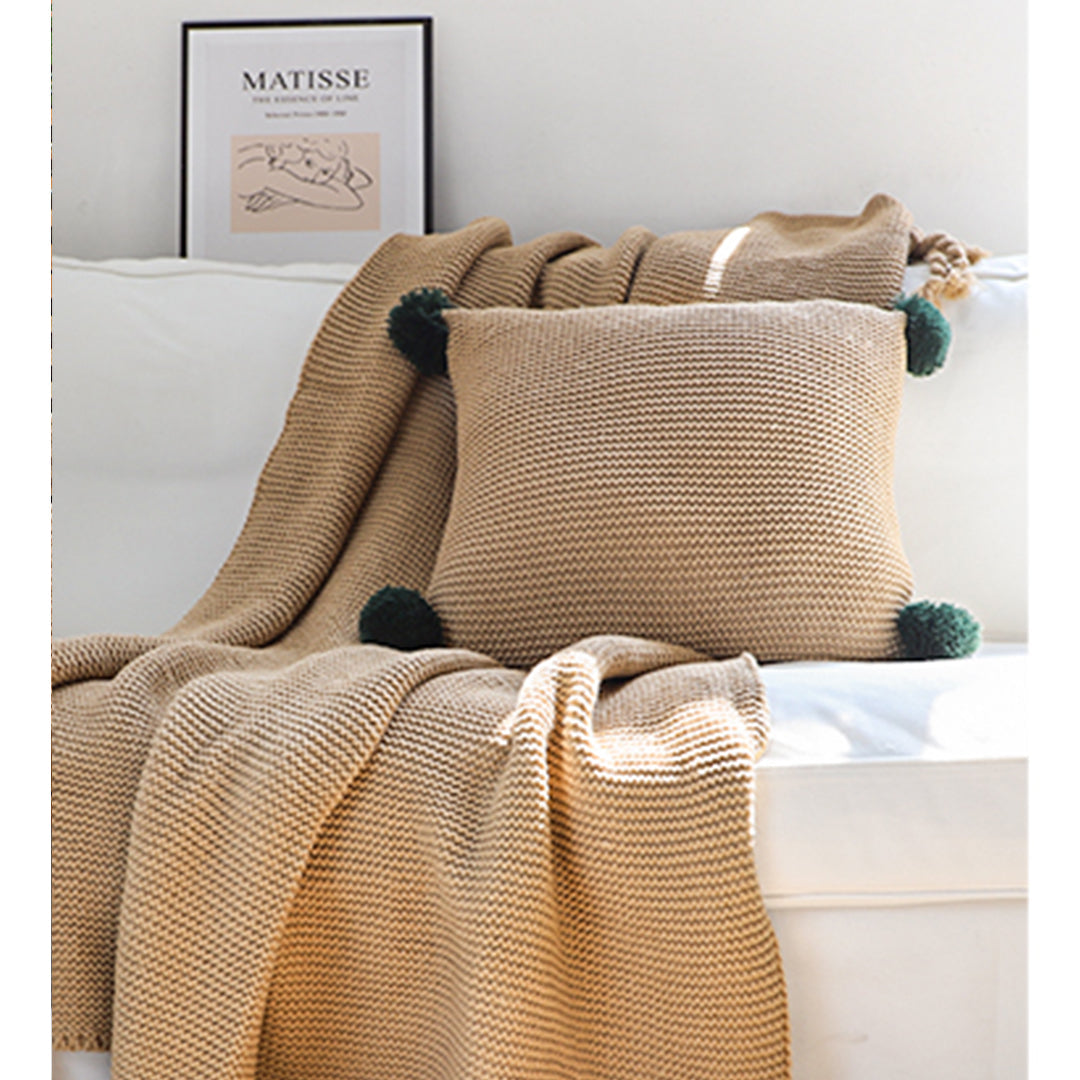 SOGA 2X Coffee Tassel Fringe Knitting Blanket Warm Cozy Woven Cover Couch Bed Sofa Home Decor