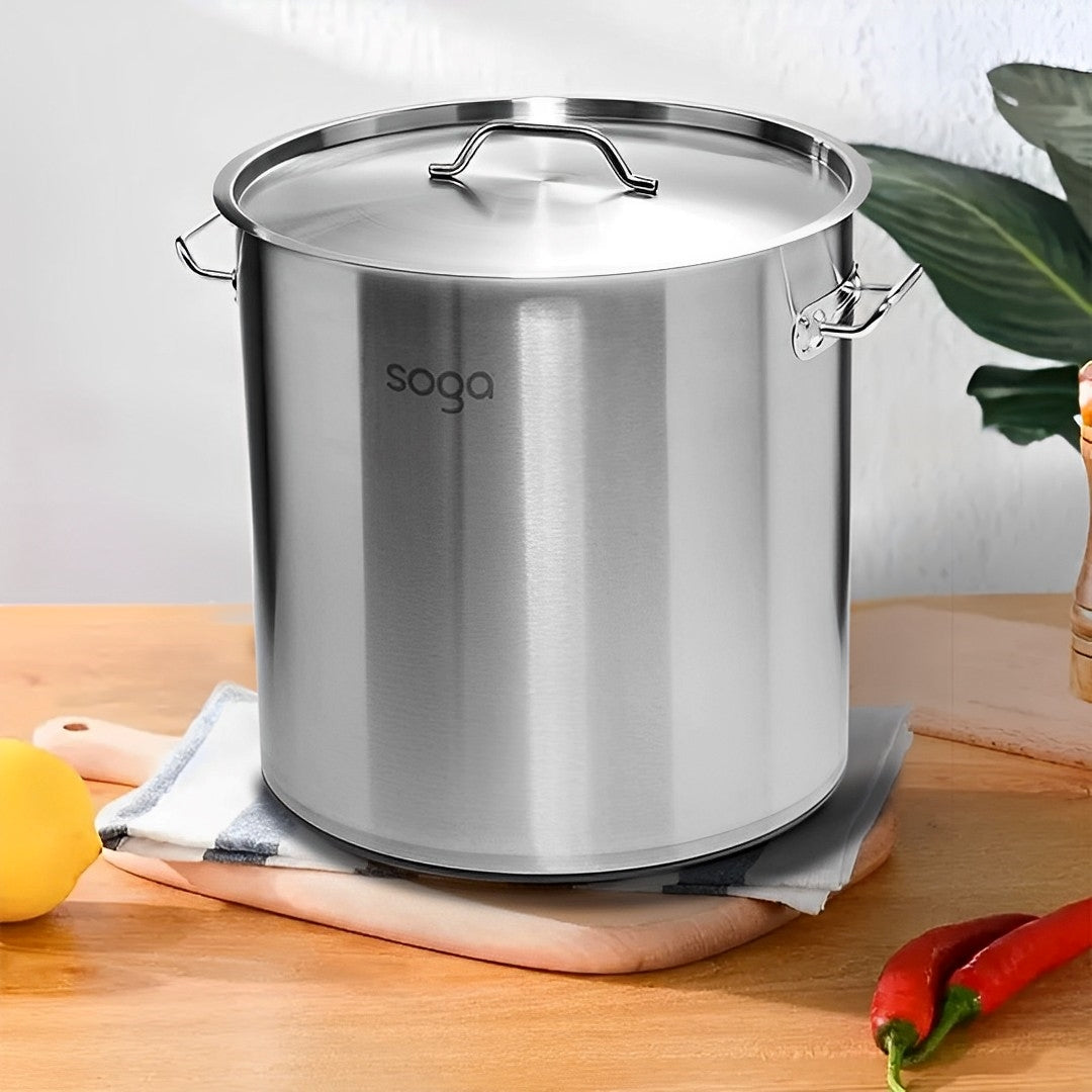 SOGA 50L Stainless Steel Stock Pot with One Steamer Rack Insert Stockpot Tray