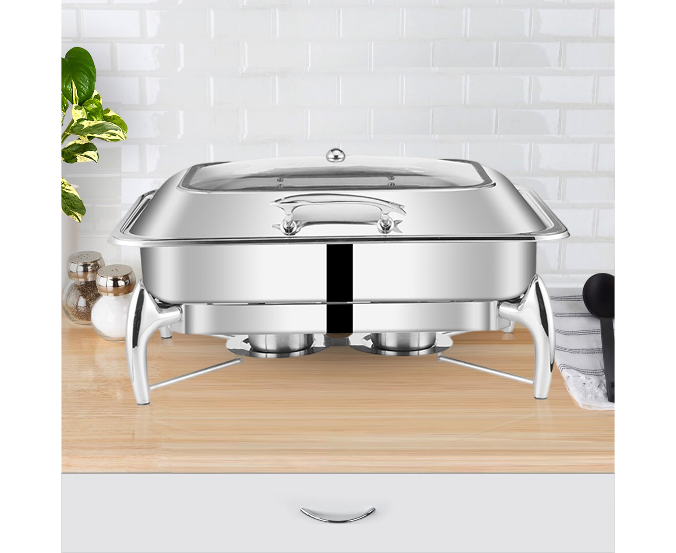 SOGA 2X Stainless Steel Rectangular Chafing Dish Tray Buffet Cater Food Warmer Chafer with Top Lid