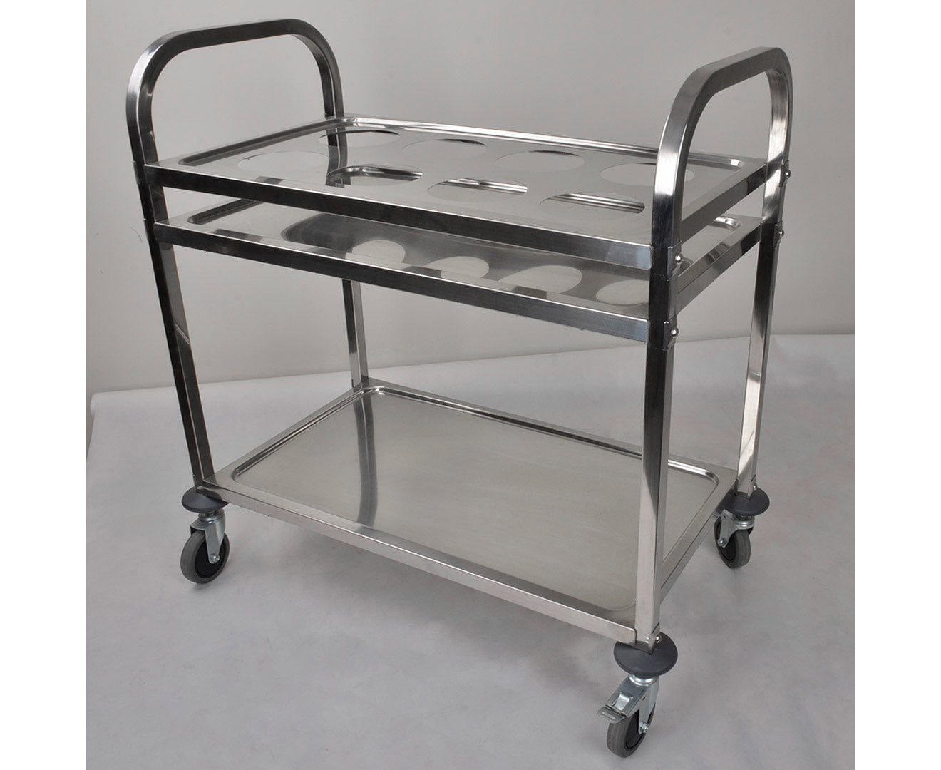 SOGA 2 Tier Stainless Steel 8 Compartment Kitchen Seasoning Car Service Trolley Condiment Holder Cart Spice Bowl