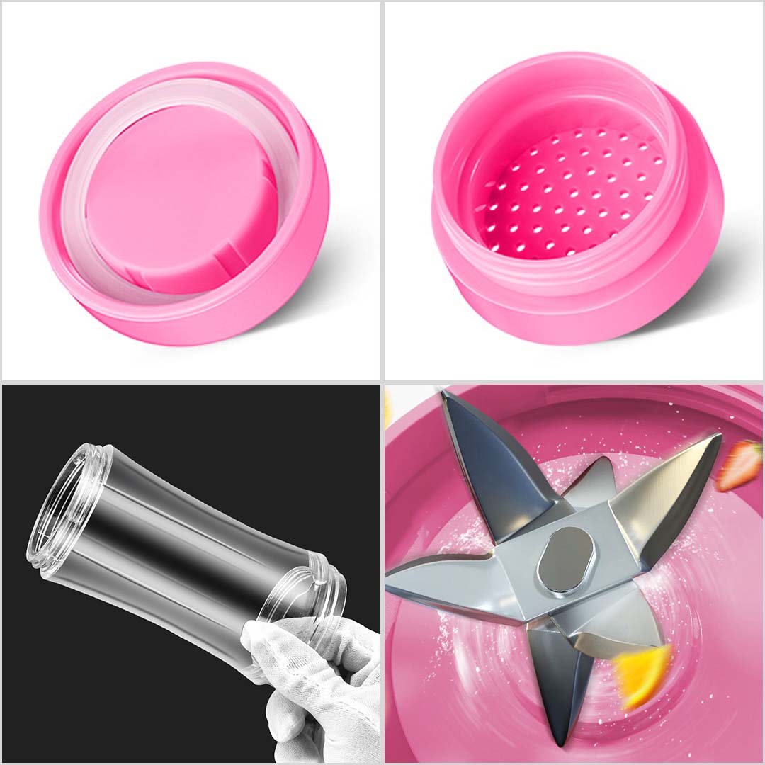 SOGA 2X 380ml Portable Mini USB Rechargeable Handheld Fruit Mixer Juicer White