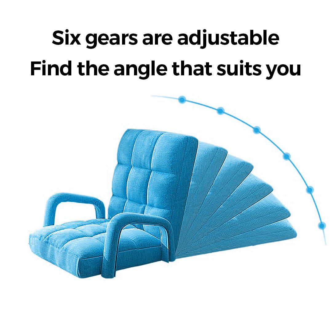 SOGA  Foldable Lounge Cushion Adjustable Floor Lazy Recliner Chair with Armrest Blue