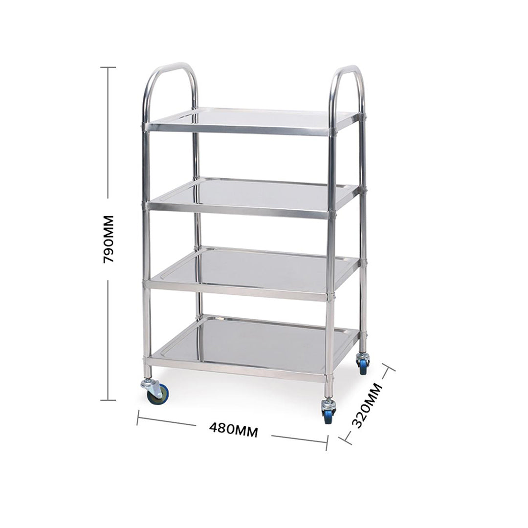 SOGA 2X 4 Tier 860x540x1170 Stainless Steel Kitchen Dining Food Cart Trolley Utility