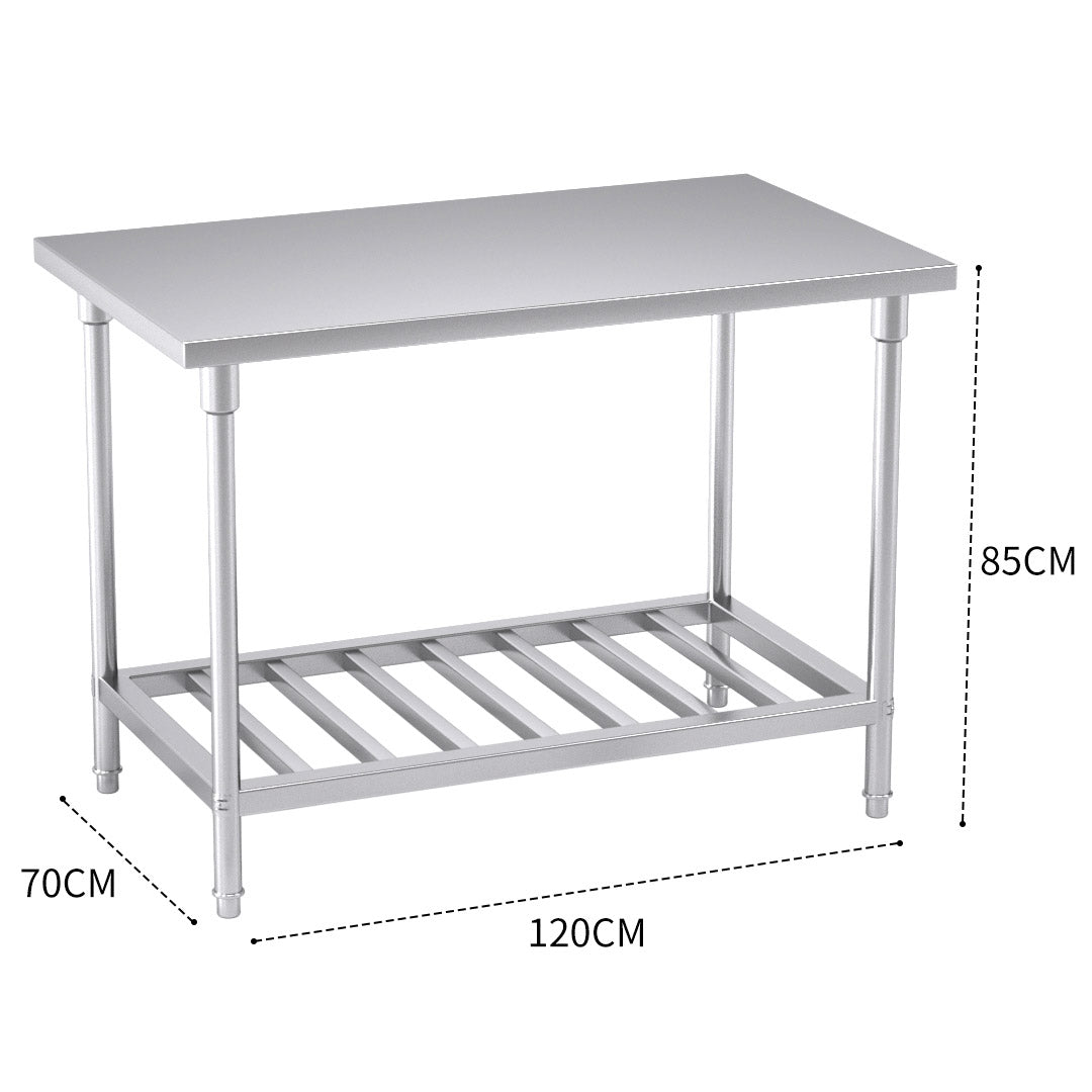 SOGA 120*70*85cm Commercial Catering Kitchen Stainless Steel Prep Work Bench