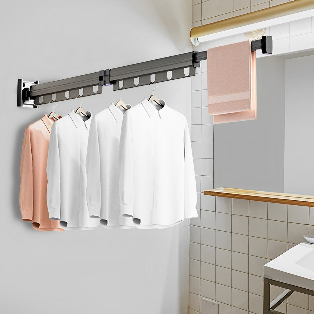 SOGA 2X 93.2cm Wall-Mounted Clothing Dry Rack Retractable Space-Saving Foldable Hanger