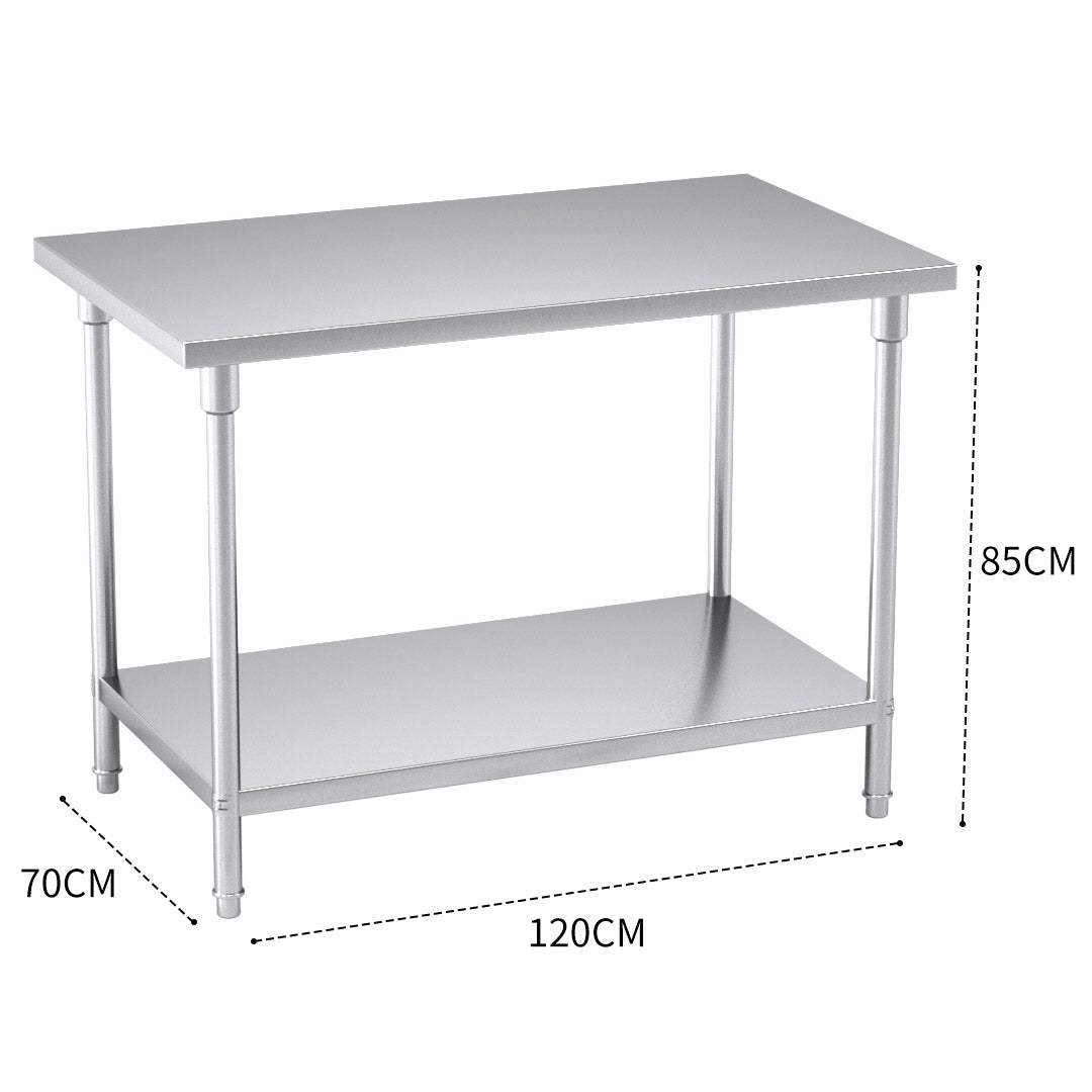 SOGA 120*70*85cm Commercial Catering Kitchen Stainless Steel Prep Work Bench