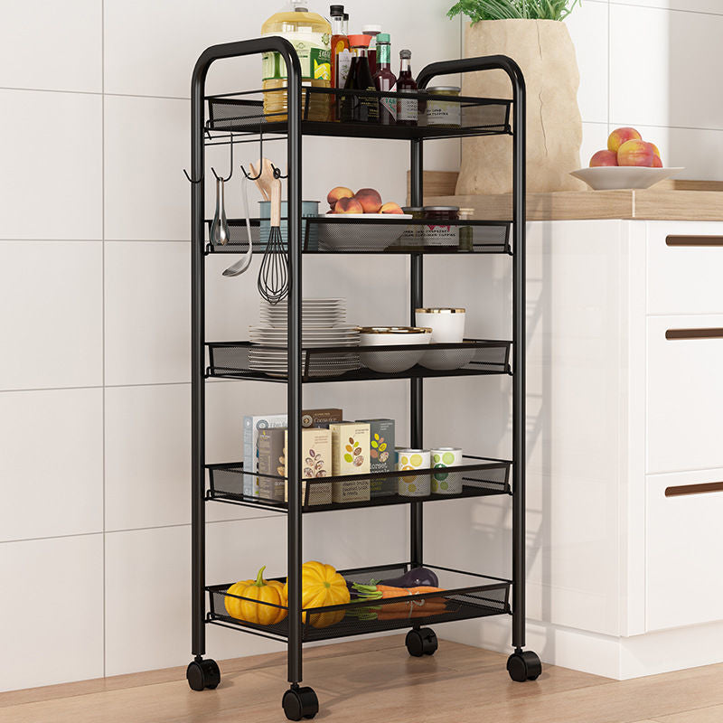 SOGA 2X 5 Tier Steel Black Bee Mesh Kitchen Cart Multi-Functional Shelves Portable Storage Organizer with Wheels